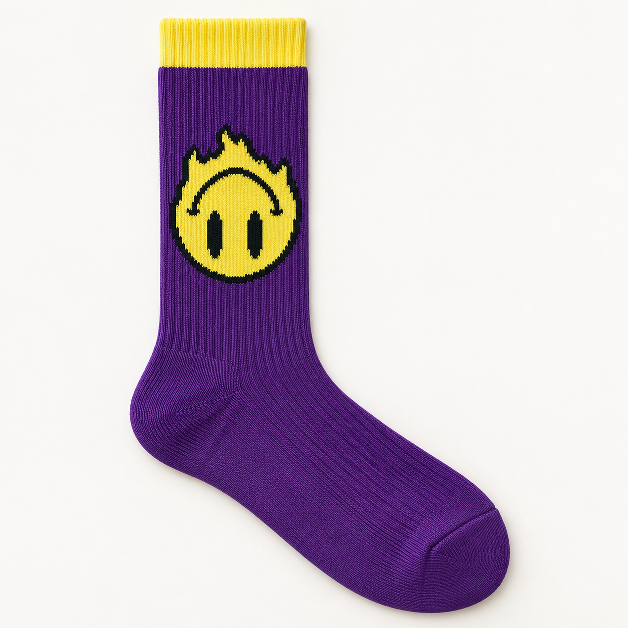 Smiley flamme violet — reconstitution fournisseur
